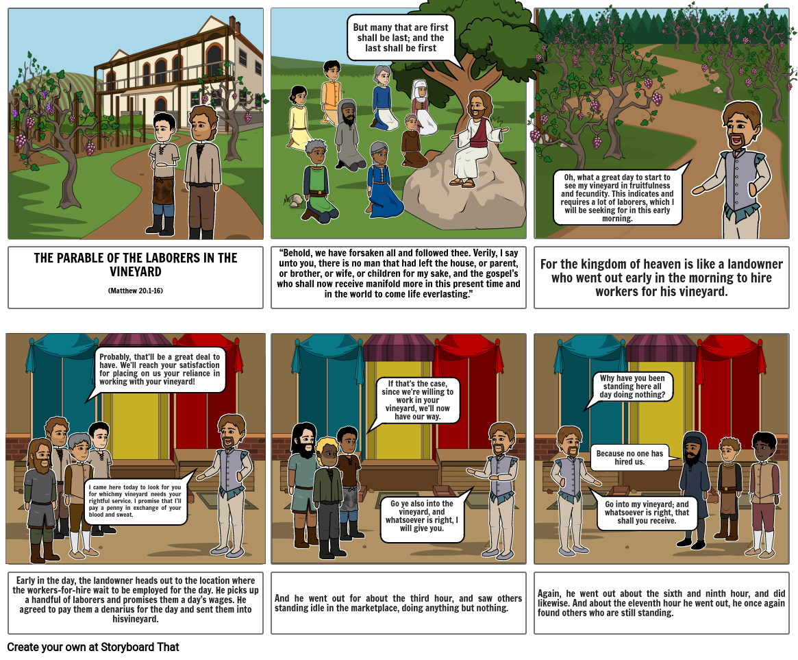 THE PARABLE OF THE LABORERS IN THE VINEYARD Storyboard