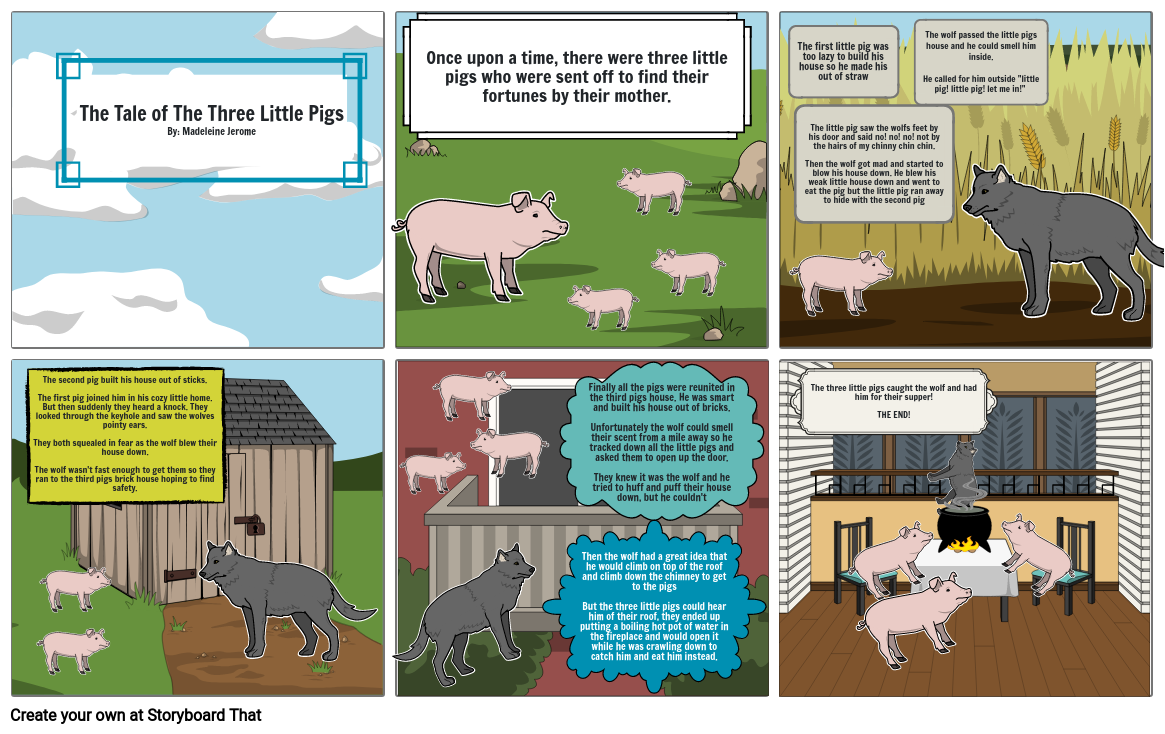 The Three Little Pigs By Madeleine Jerome Storyboard