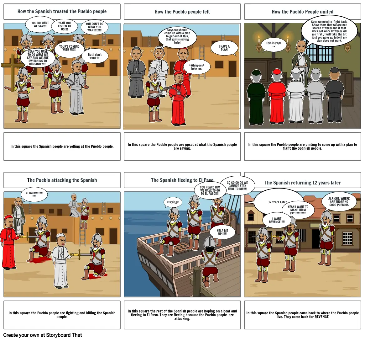 Pueblo Revolt storyboard