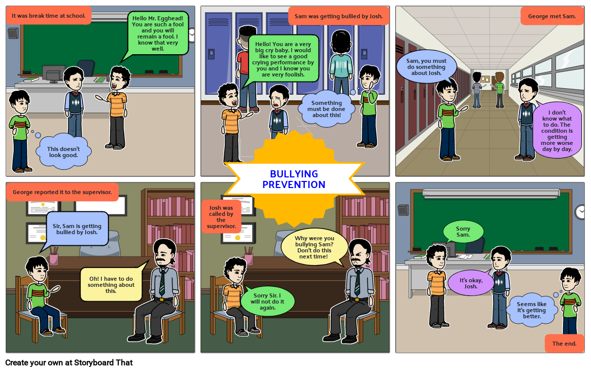 Bullying Prevention Storyboard by 85299356