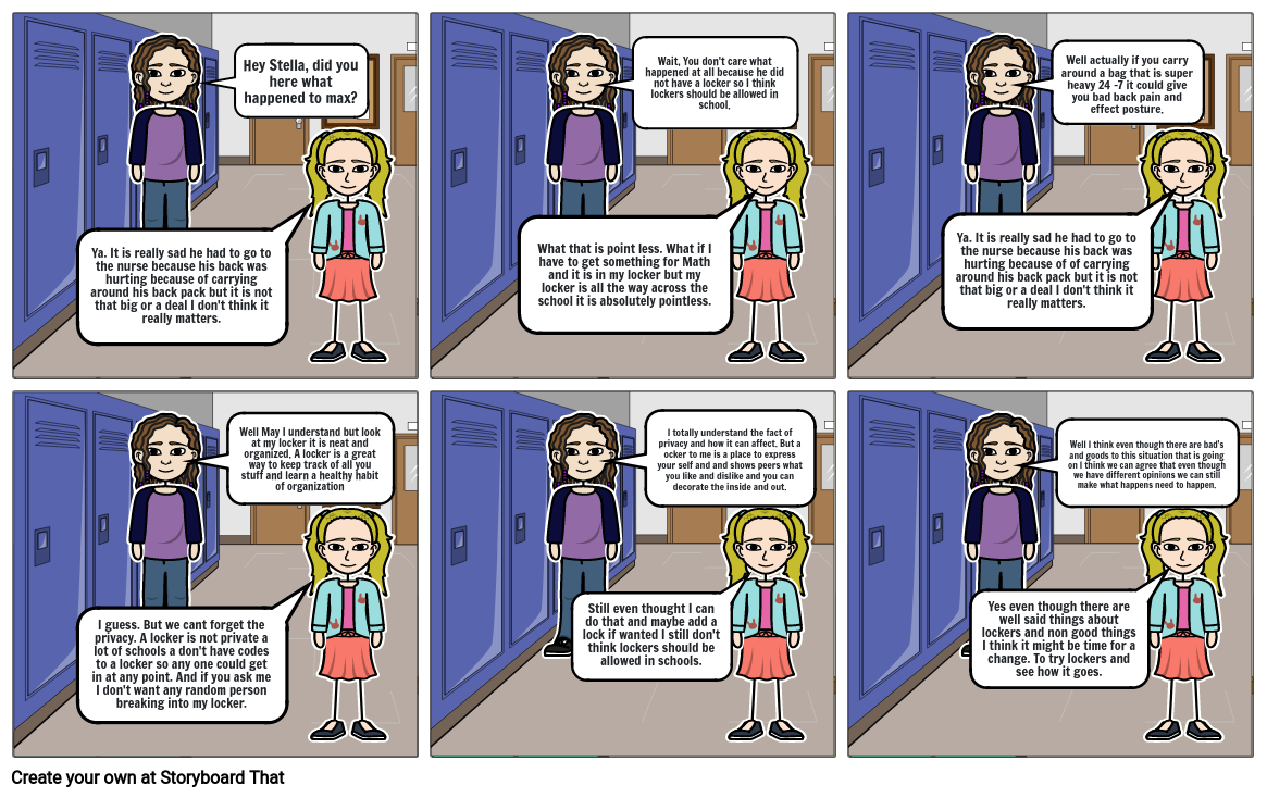 Lockers should be used in school. Storyboard por 861856fd