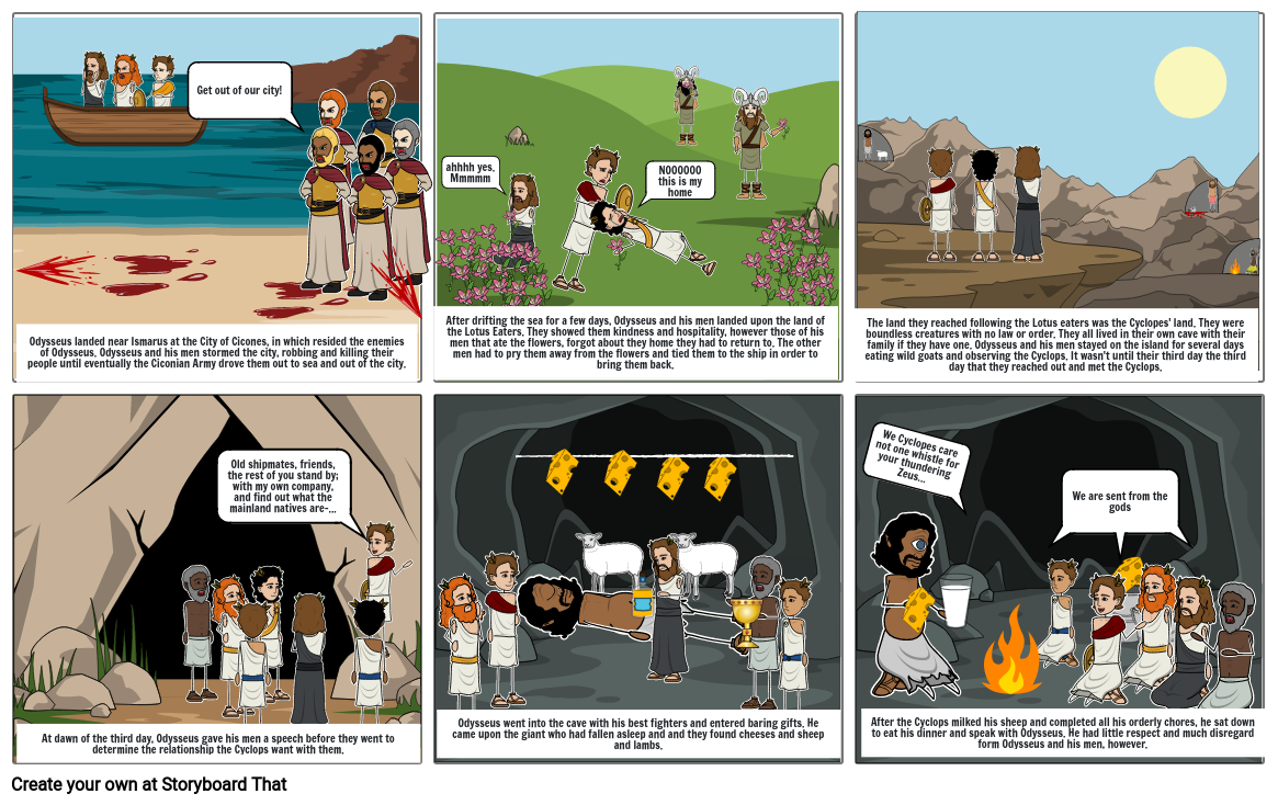 Chapter 9 Of The Odyssey Book 9 Comic Strip Storyboard by 8680739f