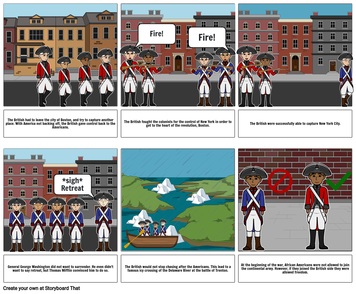 American Revolution Comic Strip Storyboard by 86db362c