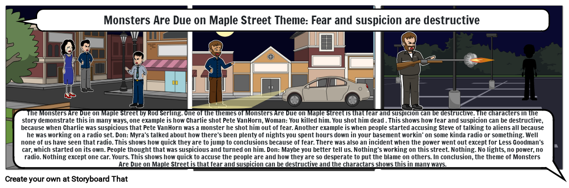 Monsters are due on Maple Street Theme: Fear and Suspicion are destructive