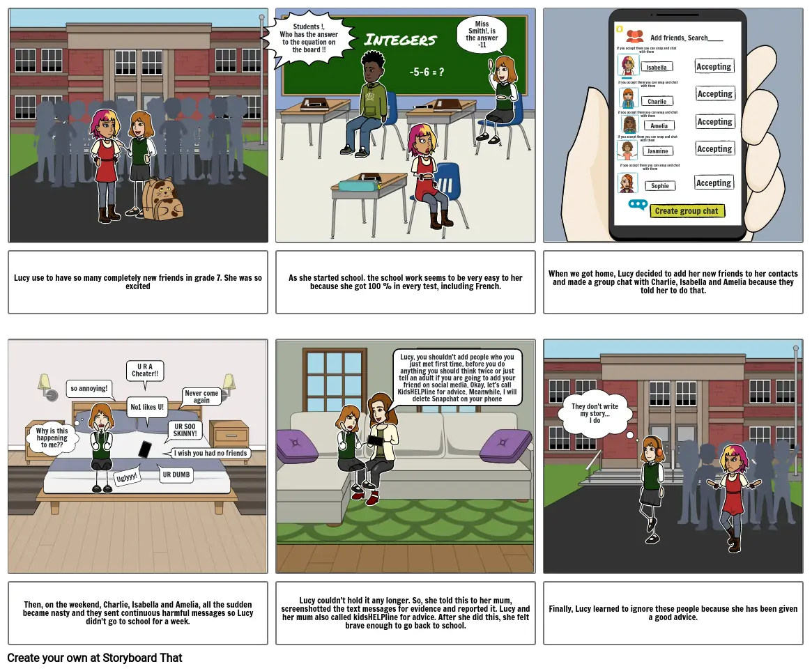 Cyberbullying scene 2022 - Lucy's story Storyboard