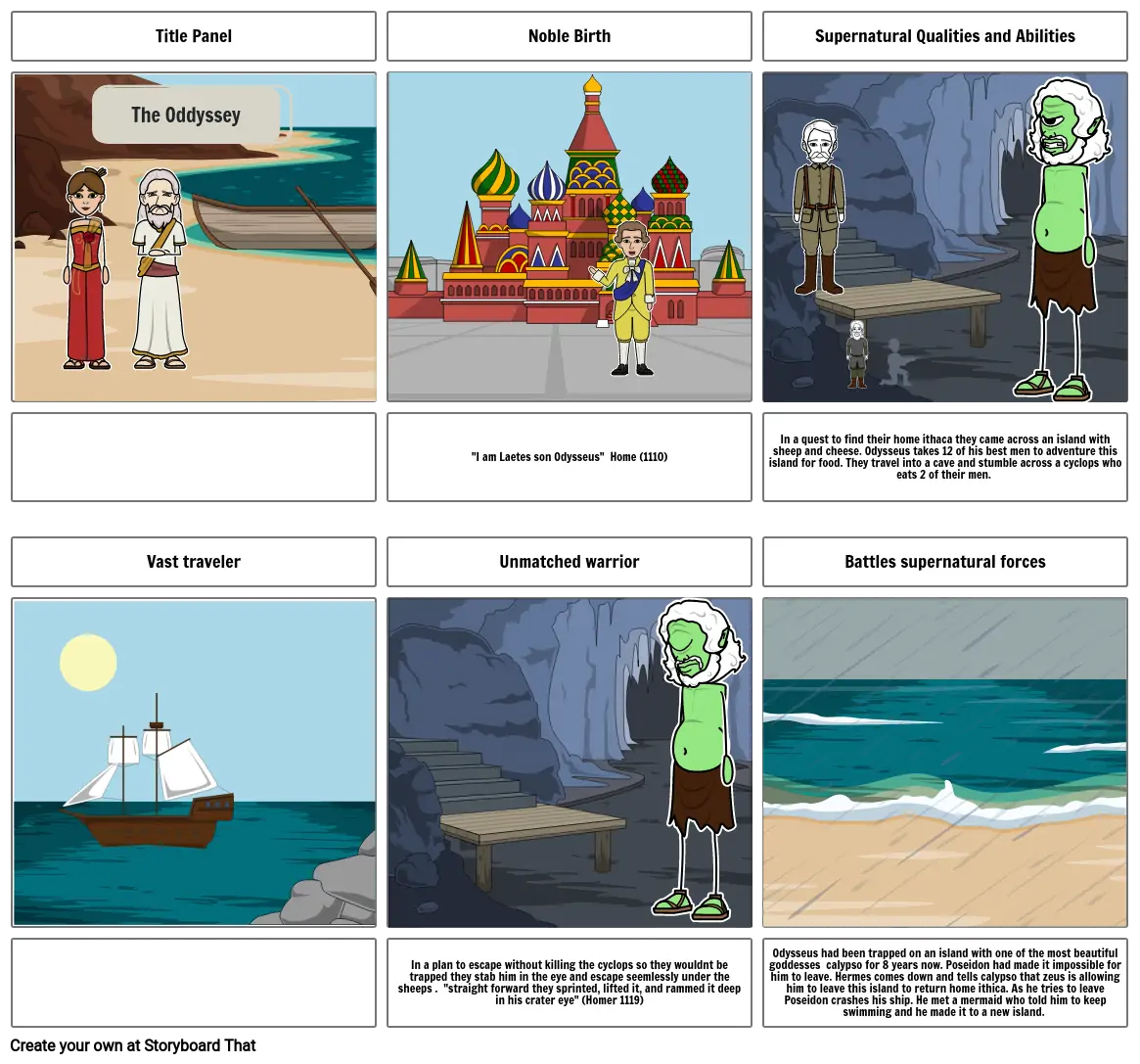 (Evie Elliott) Epic Hero Storyboard Activity - The Odyssey Book 9