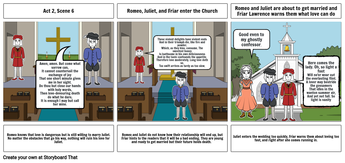 Romeo and Juliet Comic Strip Storyboard by 884e81ff