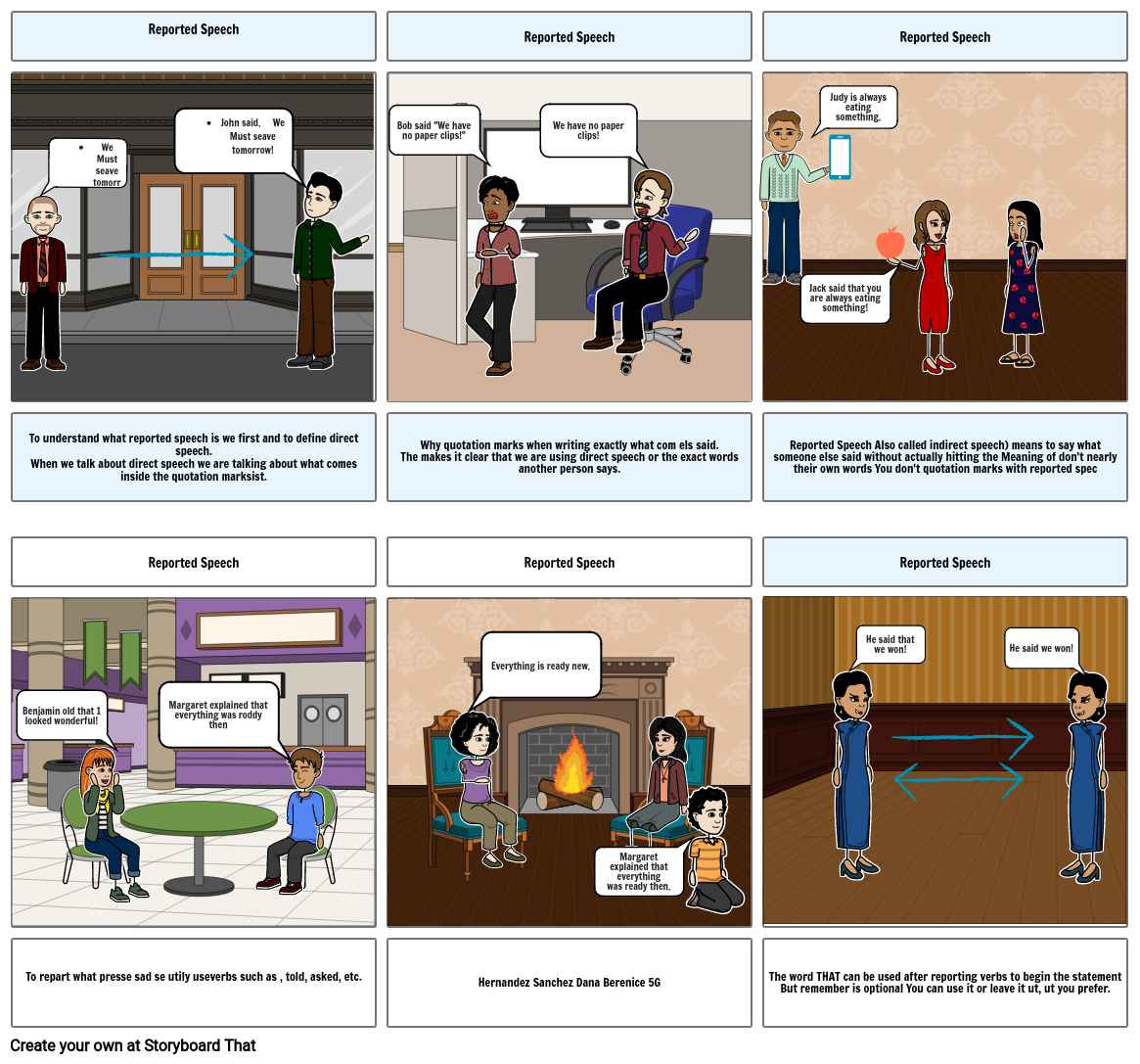 Reported Speech Storyboard by 898e44ba