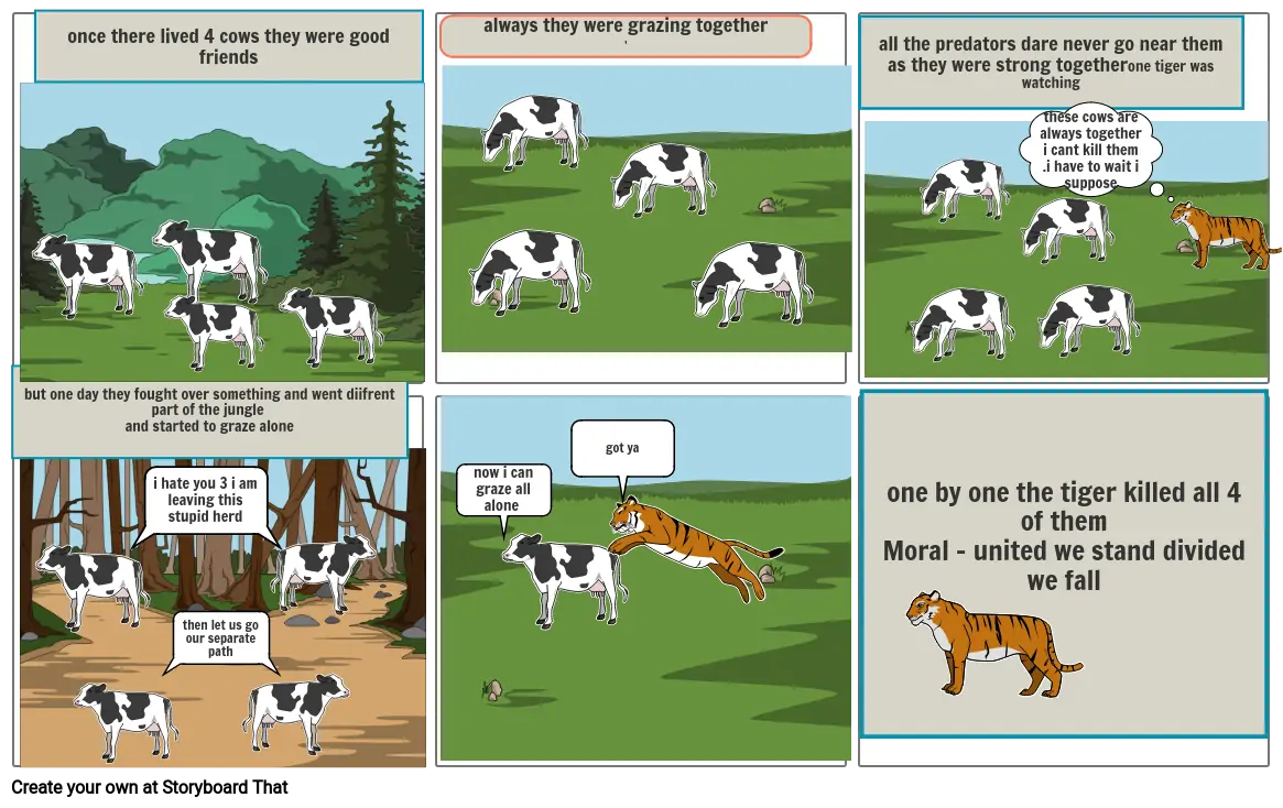 Tiger and cows