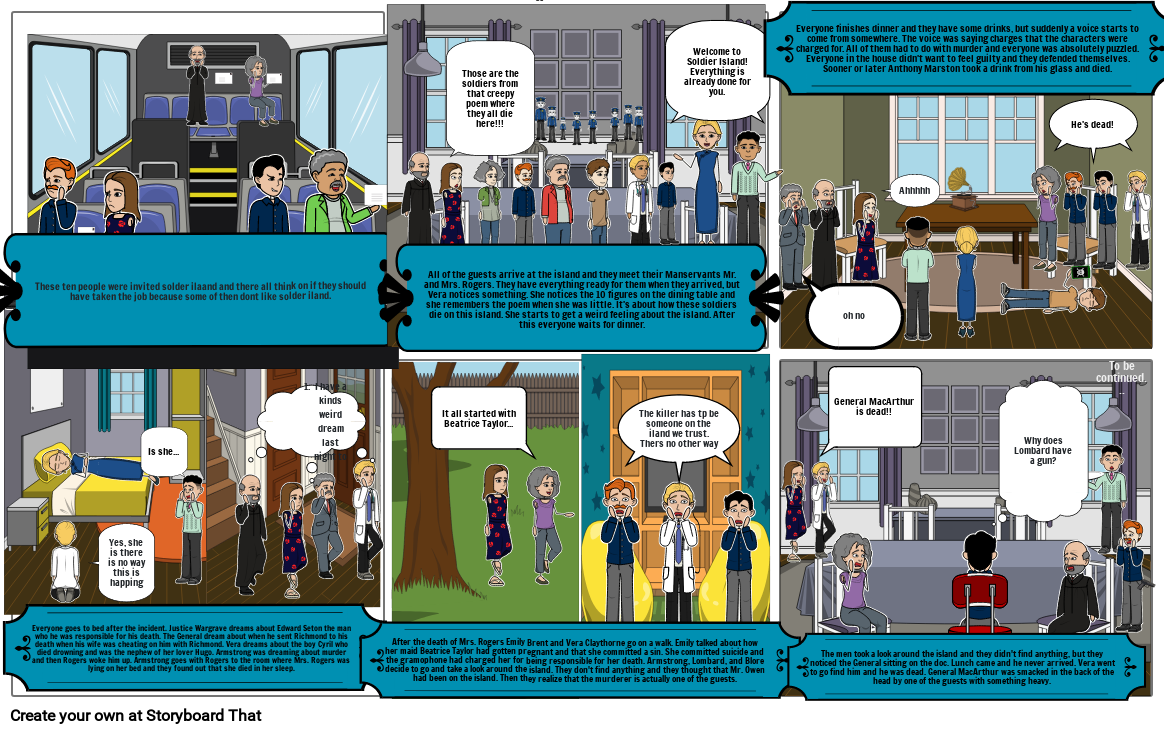 then there were none story bord for la Storyboard