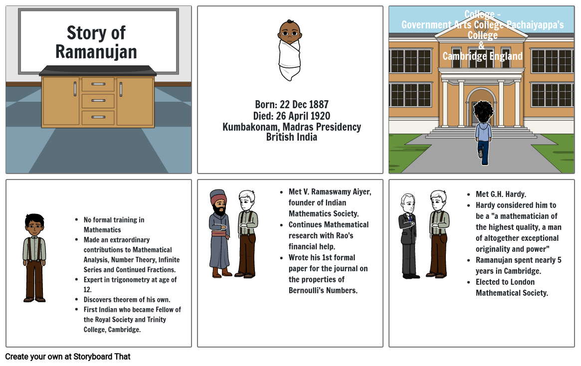 Story of Ramanujan Storyboard by 8b68bd3a