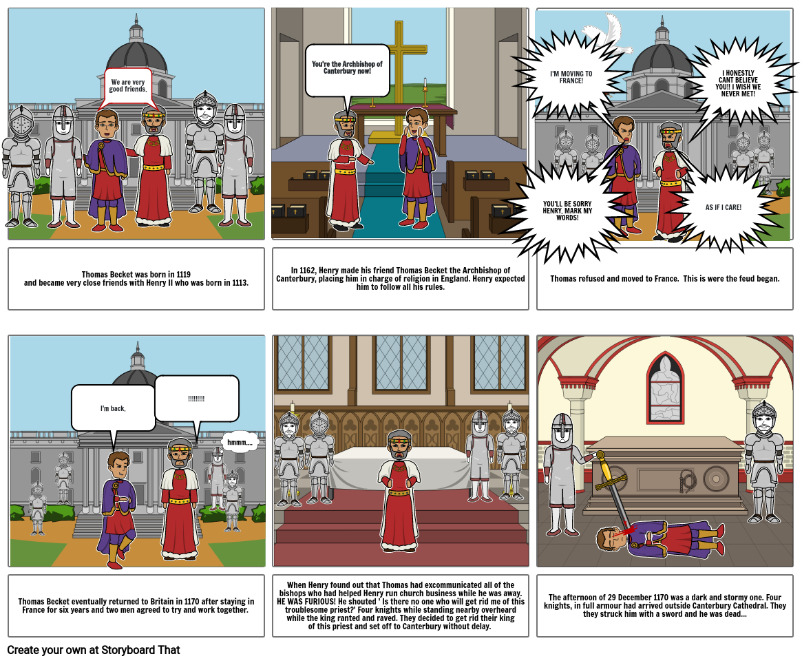 The story of Henry II and Thomas Becket Storyboard