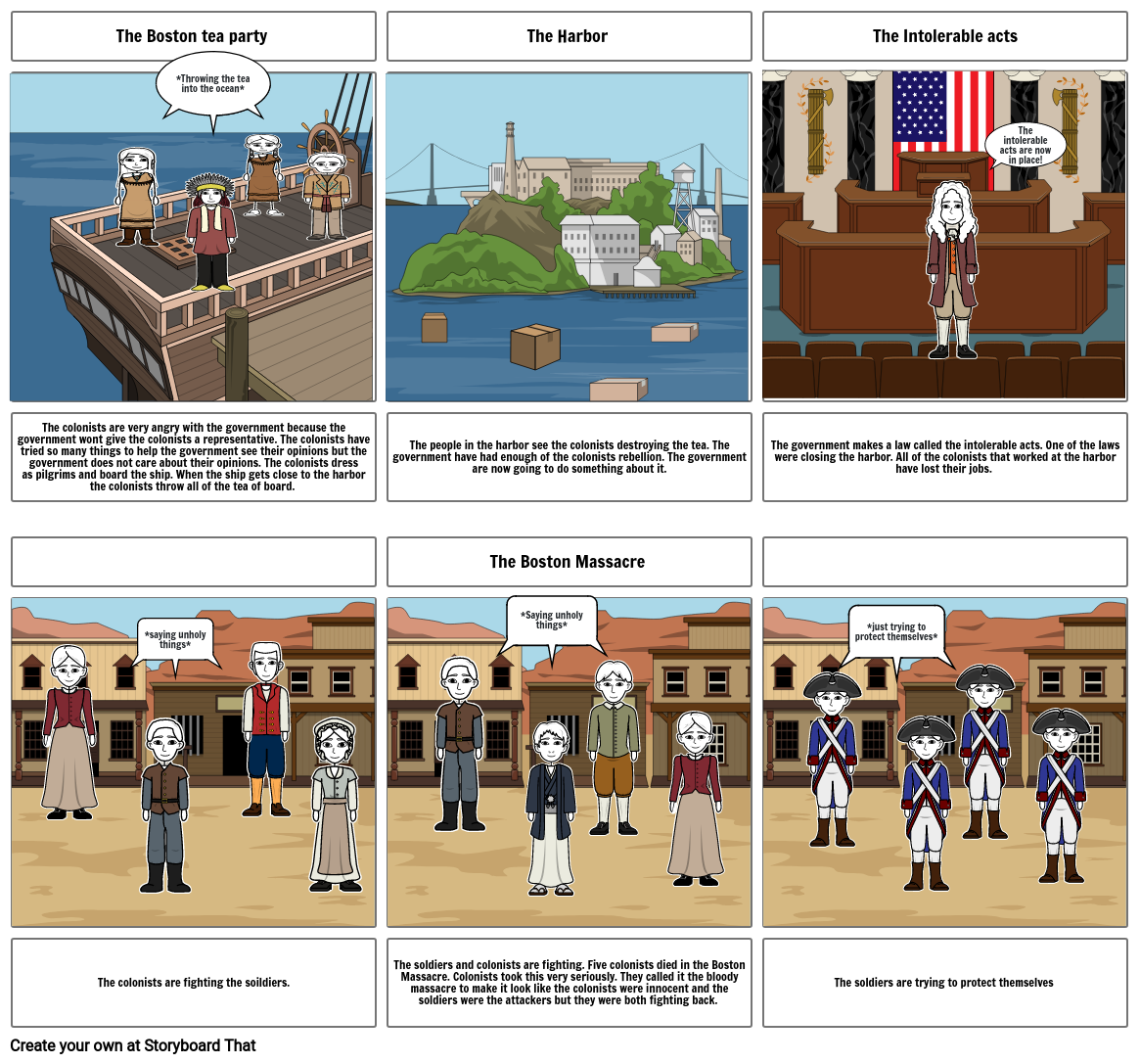 The Boston Tea Party & The Boston Massacre Storyboard