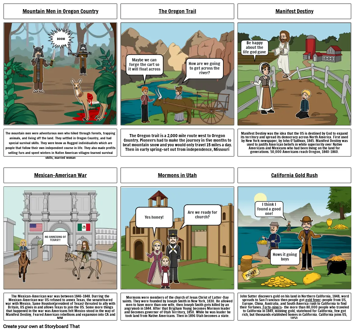 Manifest destiny storyboards