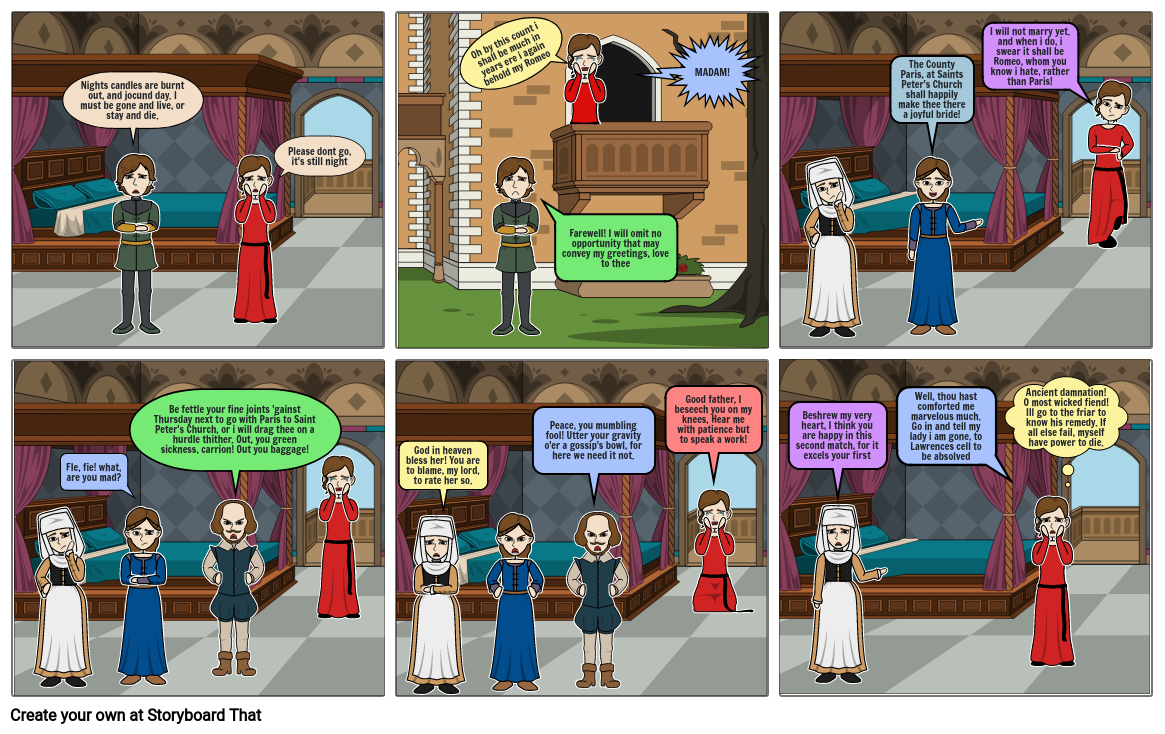 Romeo and Juliet ACT 3 SCENE 5 Storyboard by 8d11a08e