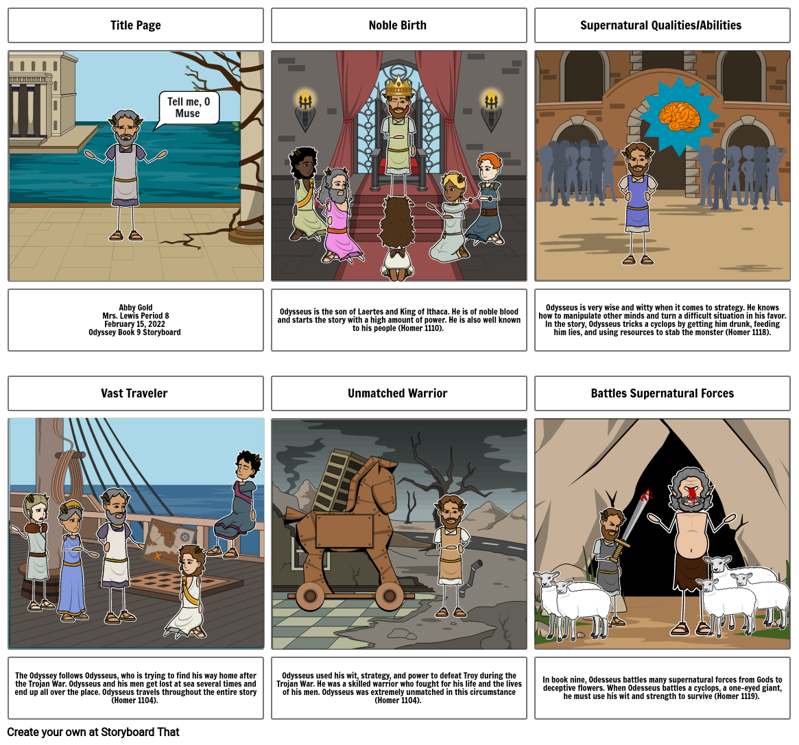 Abby Gold - Epic Hero Storyboard The Odyssey Book 9