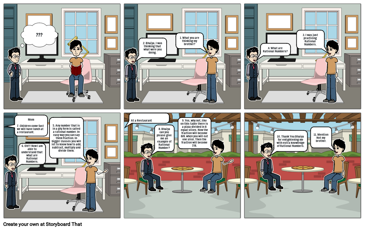 Comic Strip for The Explanation of Rational Number-Holiday Homework of Math