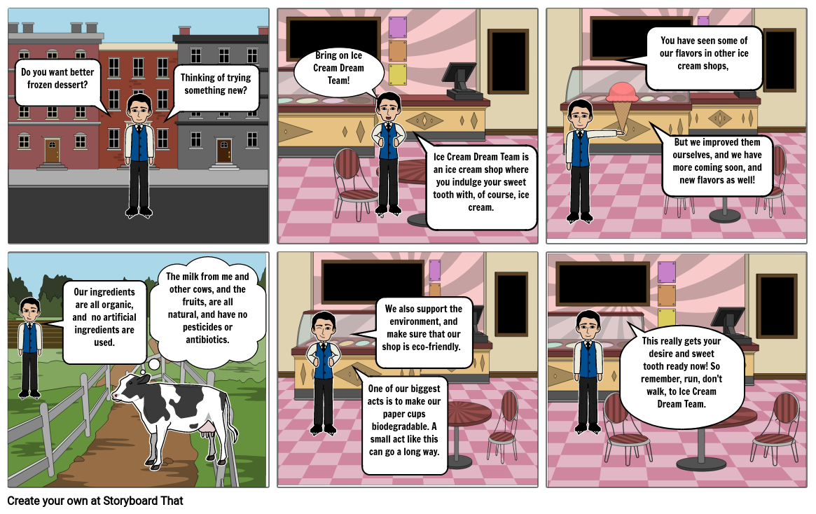 Ice Cream Dream Team Origin Story Storyboard by 8f5309cf