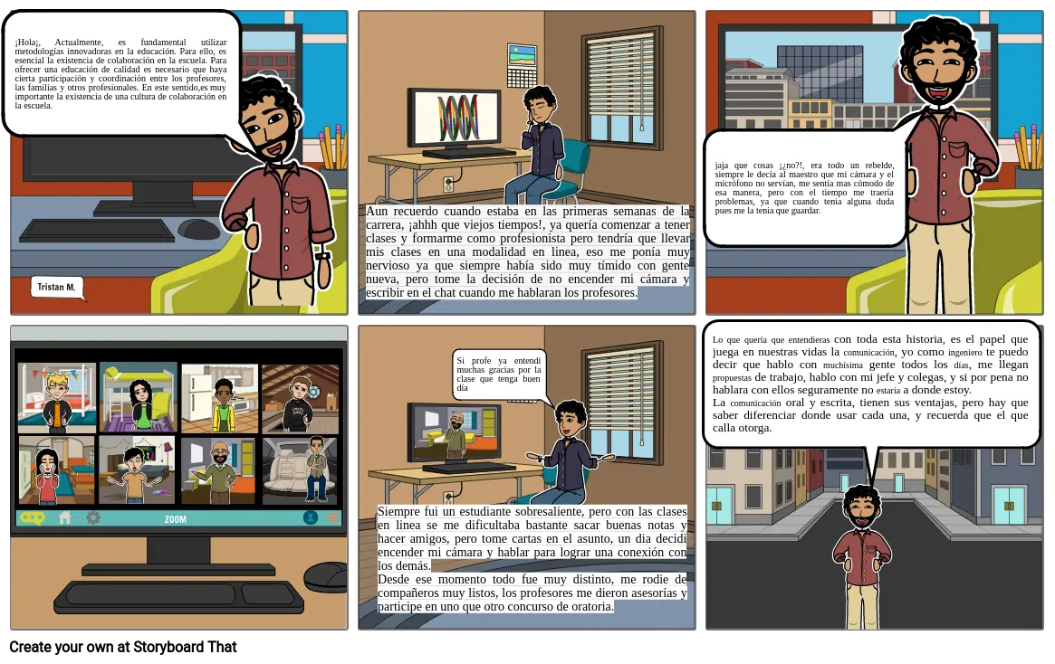 Comic personal sobre comunicación y colaboración en el aula