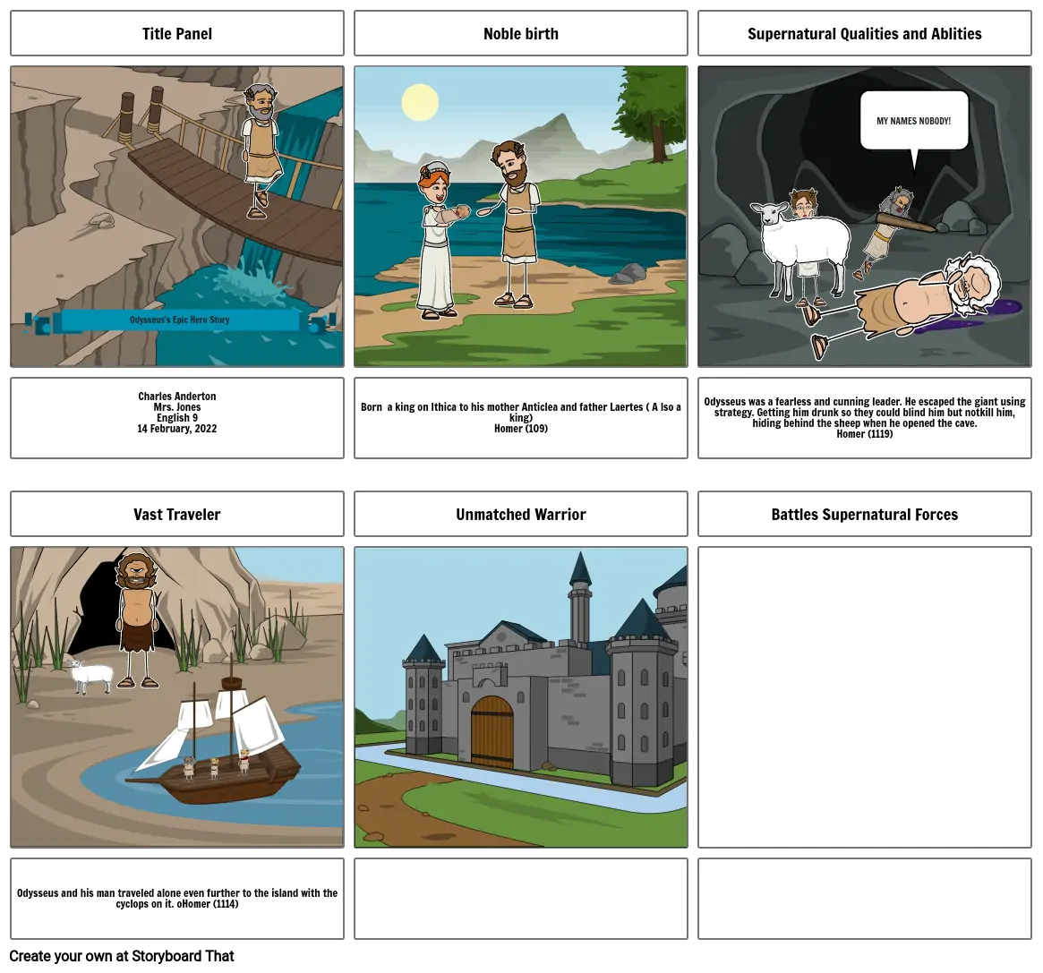 Epic Hero Storyboarding Activity               The Odyssey Book 9 Charles A