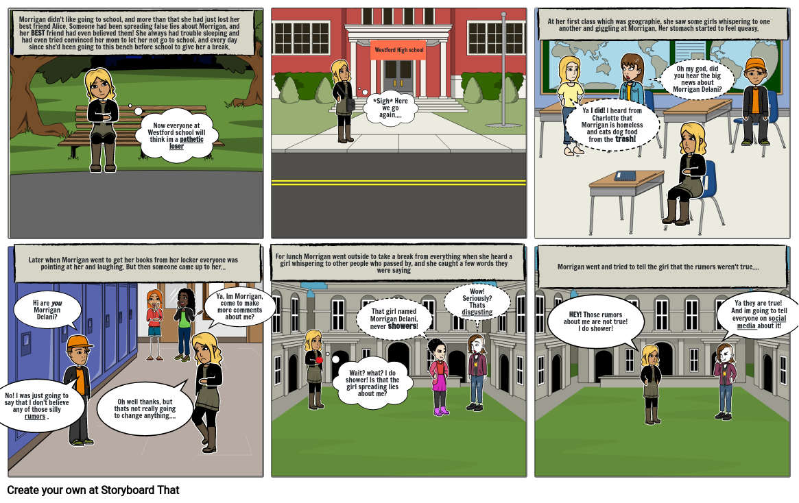 Bullying project #1 Storyboard by 92077508