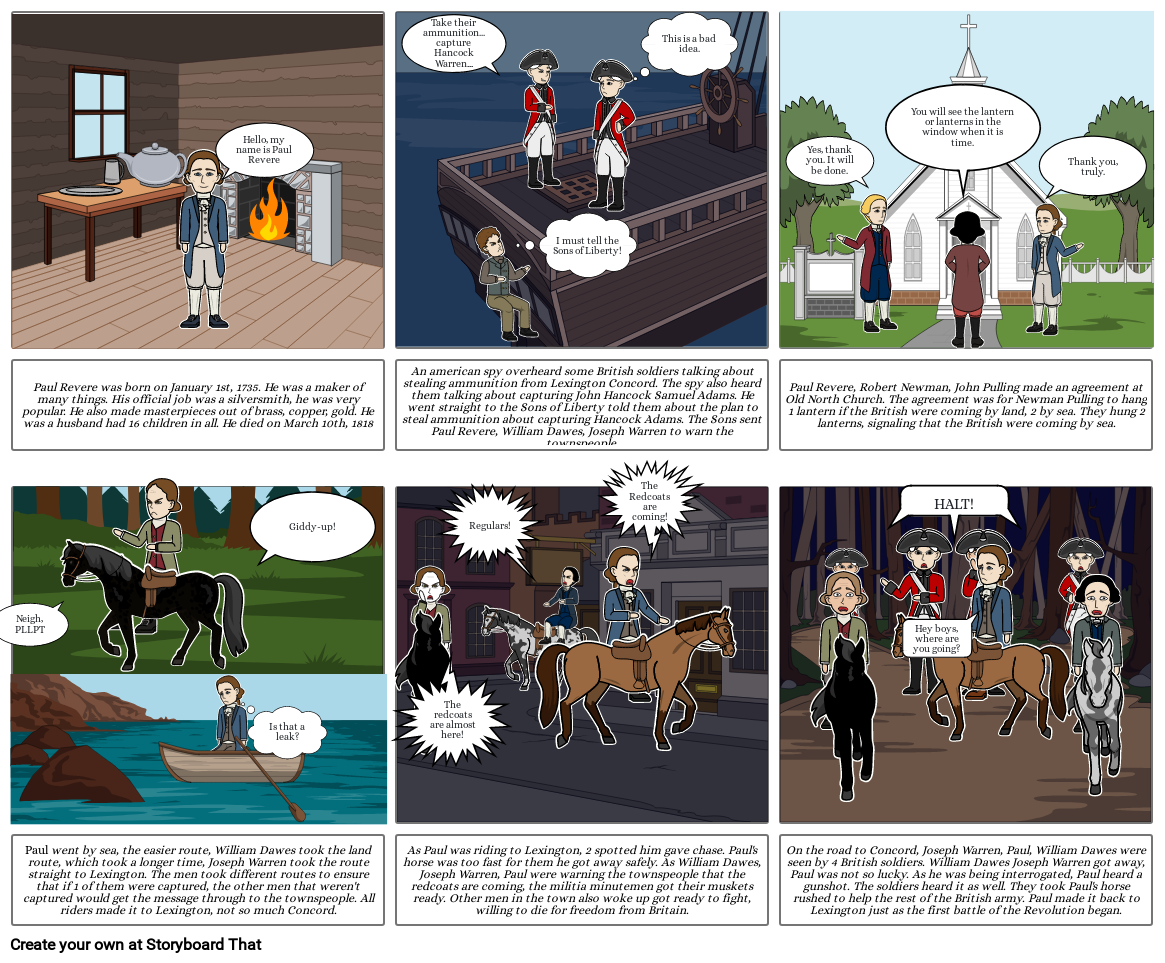 Paul Revere story board