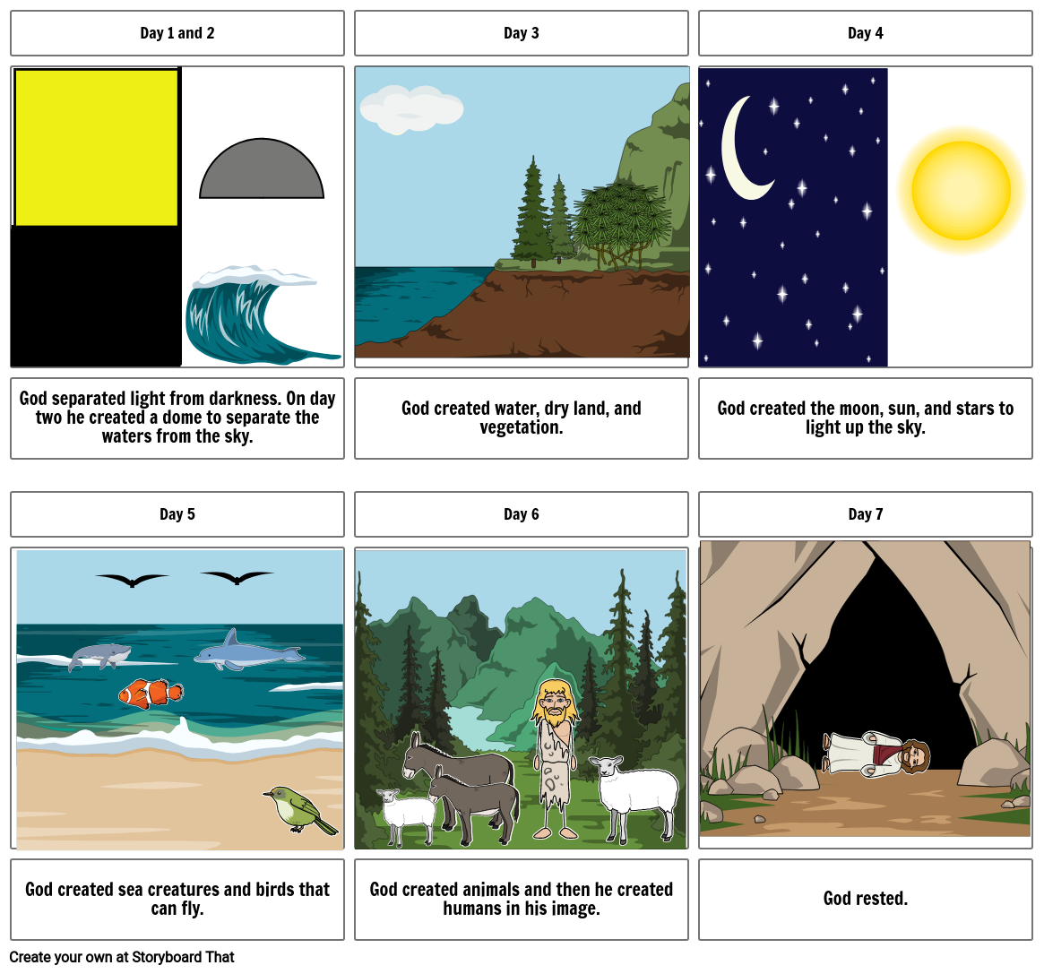 Days of creation Storyboard by 95d54b07