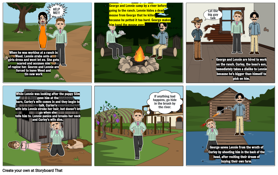 Of Mice and Men Comic Strip Storyboard by 95e4e36b