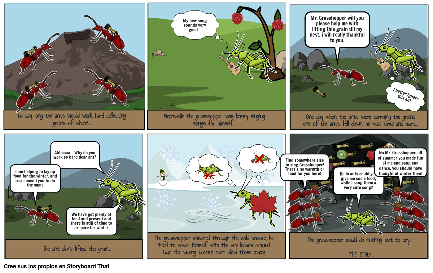 Ant And Grasshopper Storyboard By 97d357d4