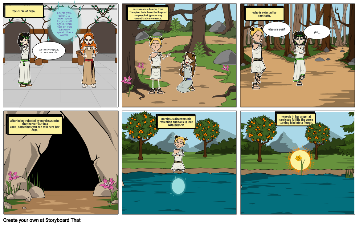 mythology narcissus project Storyboard by 9b30b687