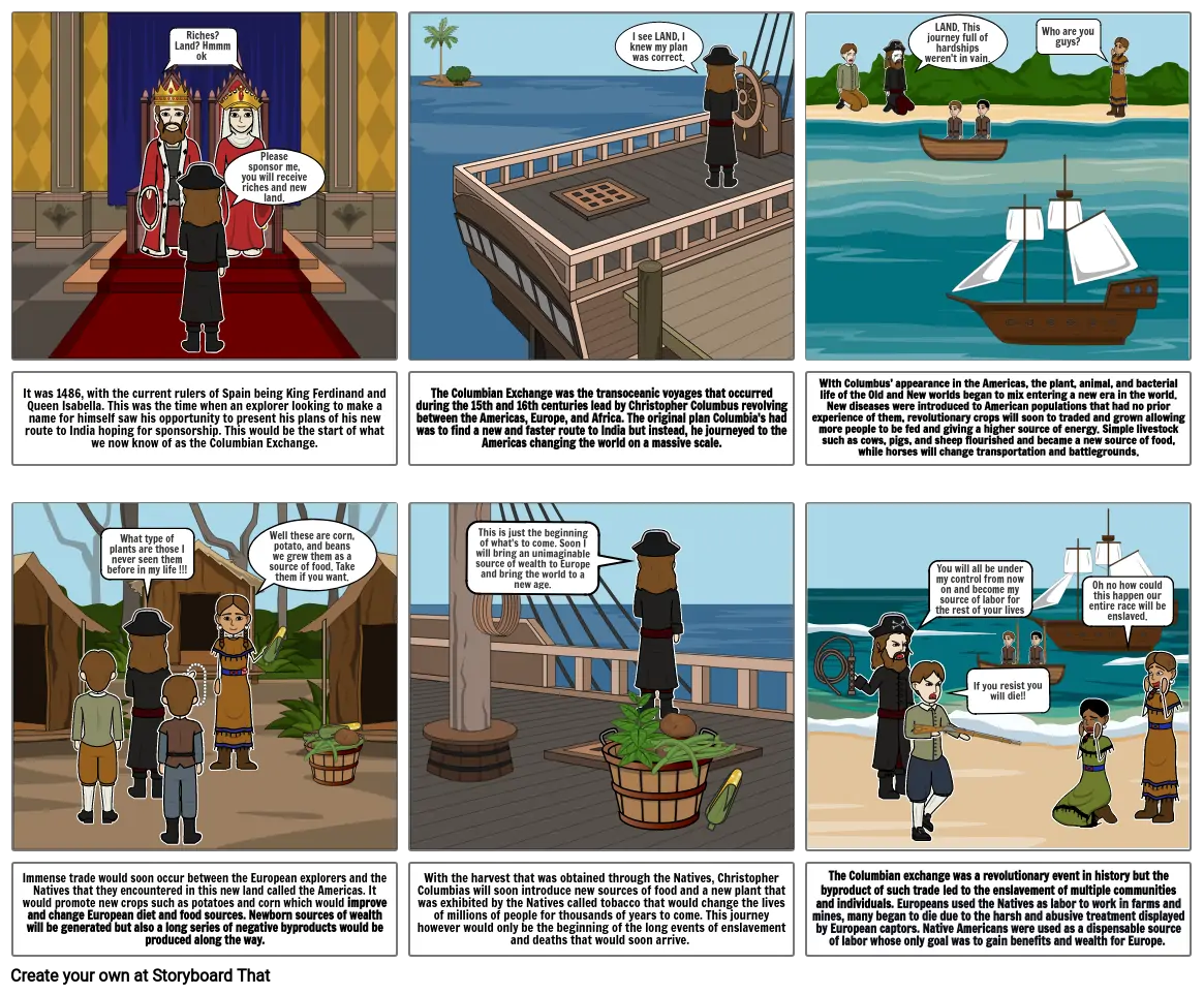 Columbian exchange Global Project Storyboard by 9b6b53dd