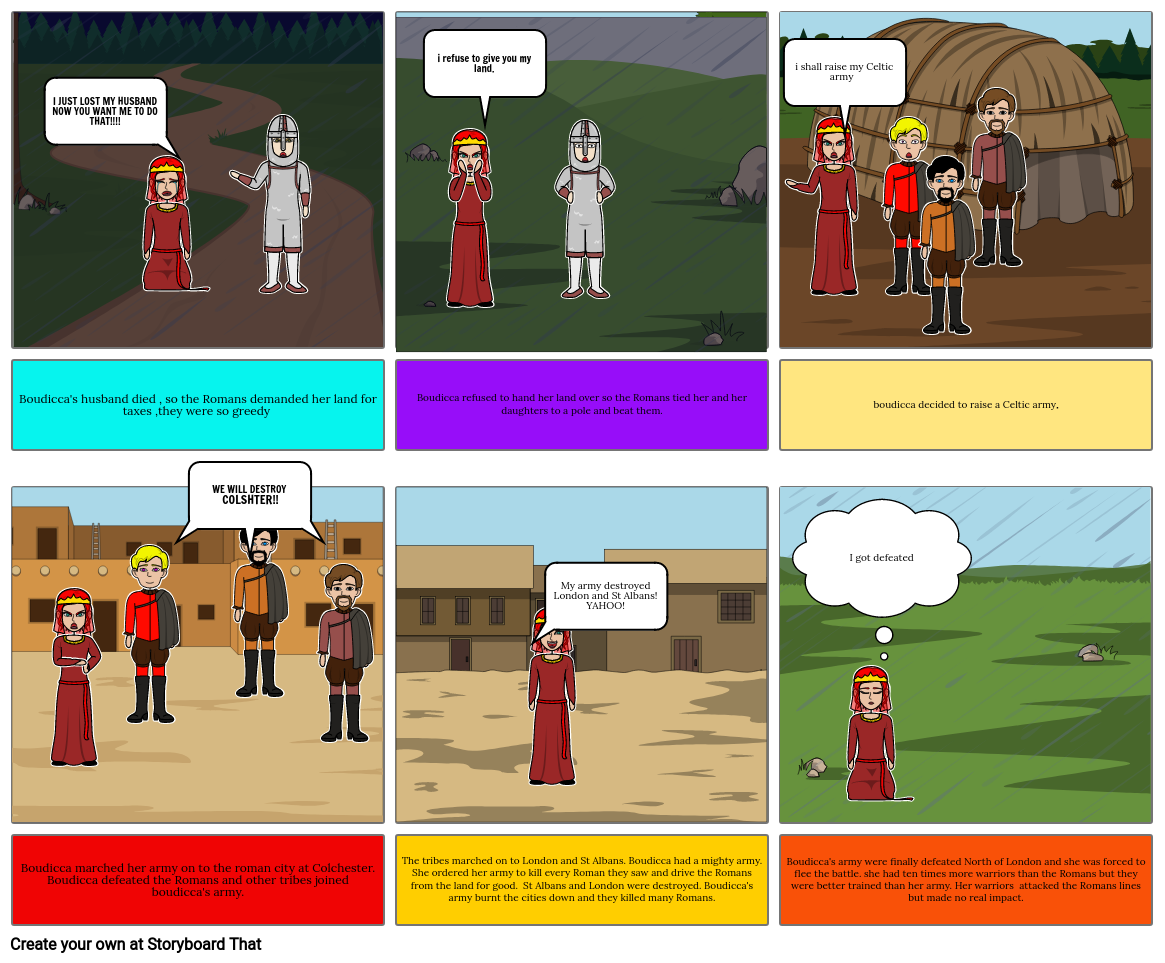 Boudicca's fight with the Romans Storyboard by 9bbcd1c8