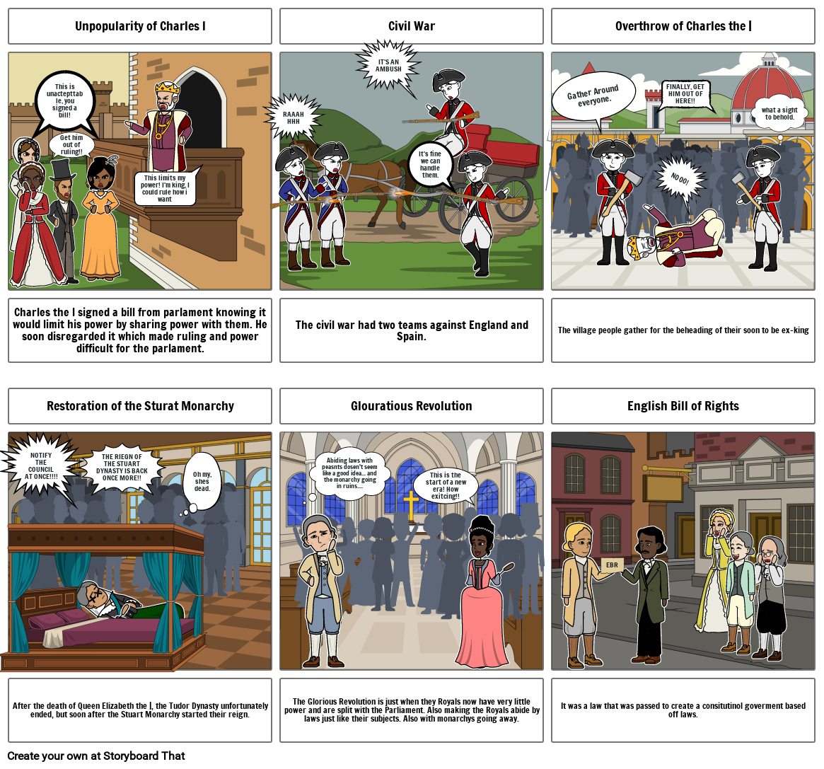 English Civil War Cartoon Storyboard by 9bc145ff