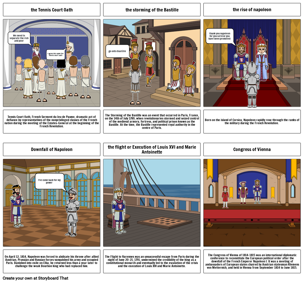 French Assignment - Character Cards Storyboard