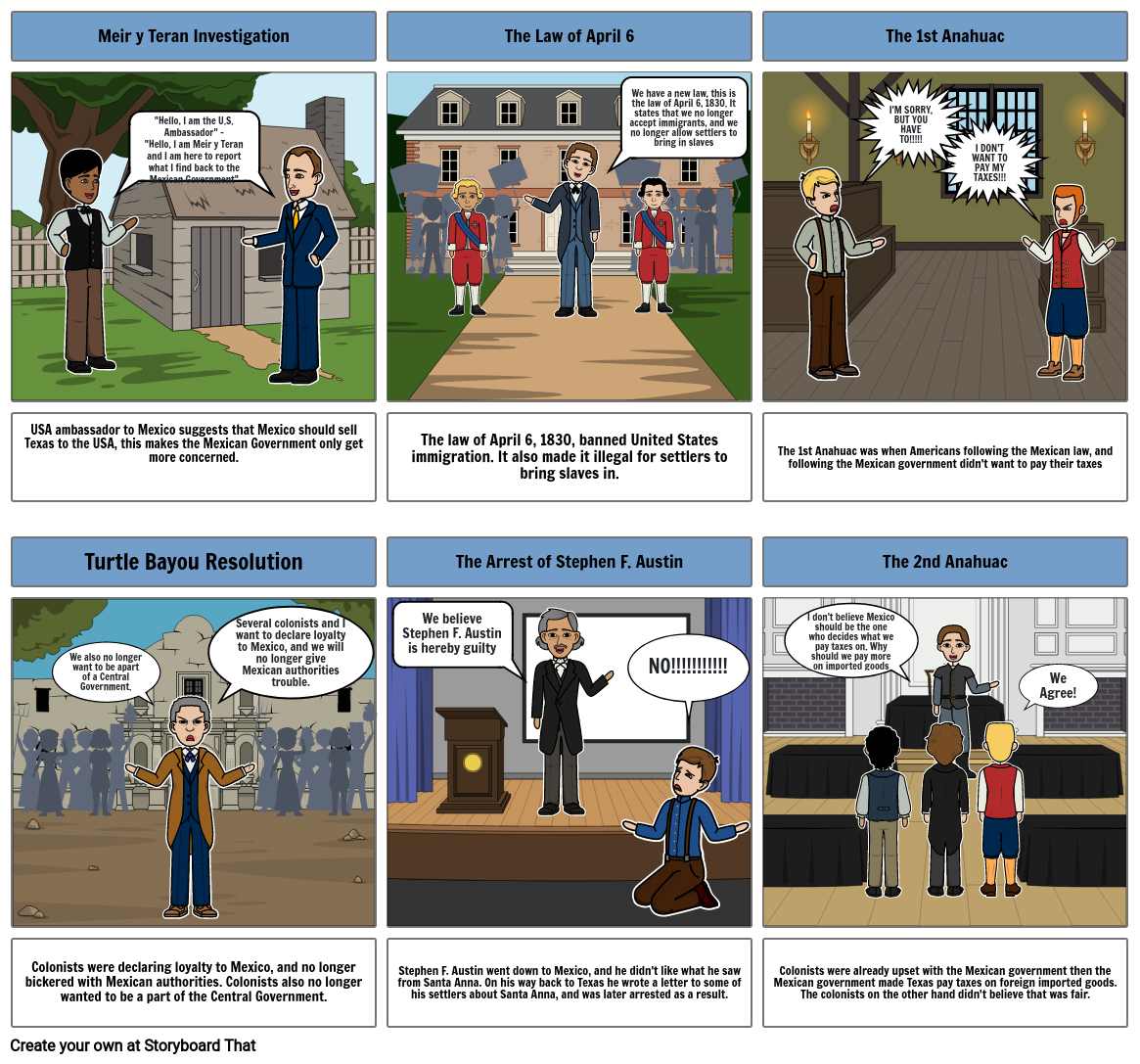 Causes of the Texas Revolution Storyboard by 9dd7e557