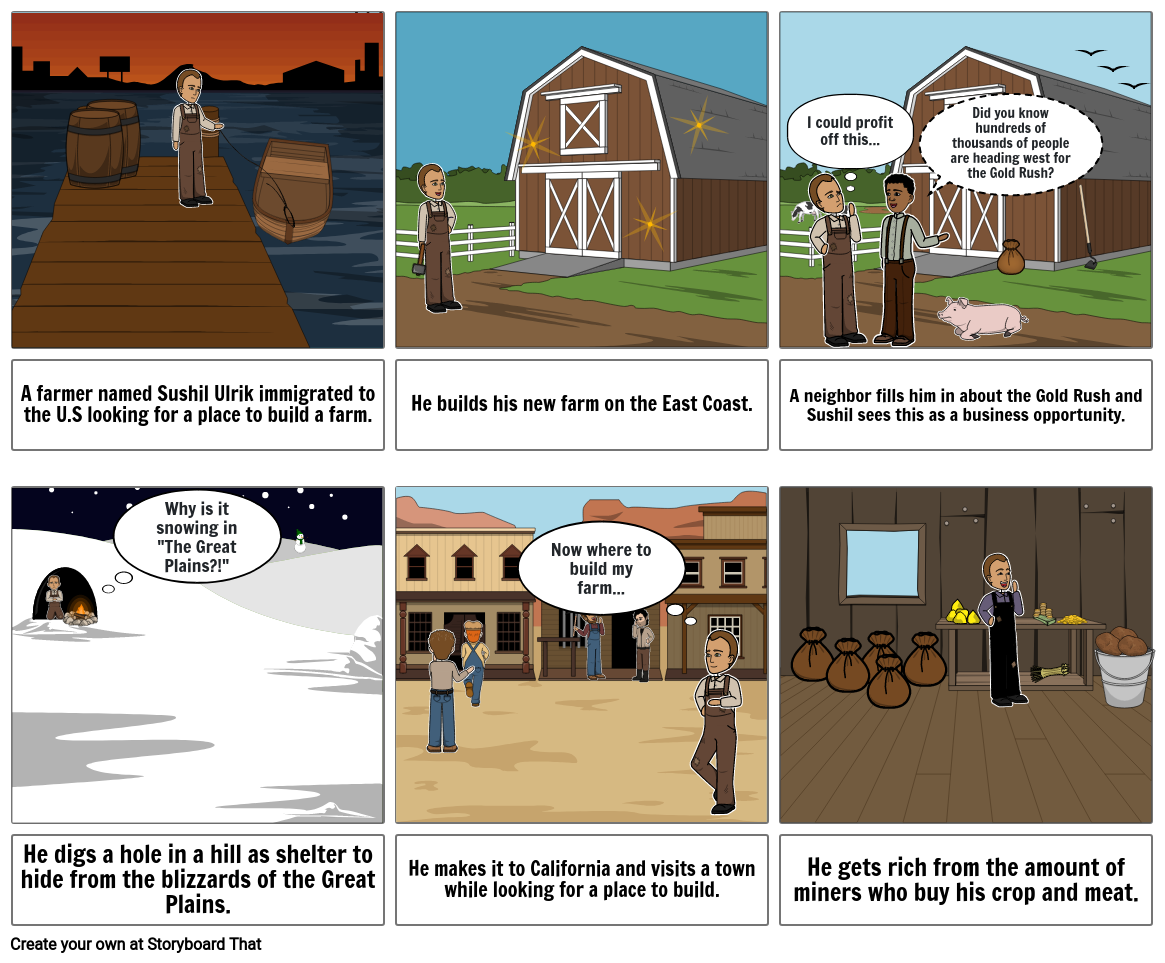 Farmer goes West Comic Strip Storyboard by 9de0add4