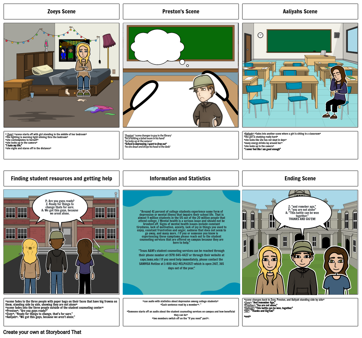 ENGL 104 - PSA StoryBoard - Mental Health Awareness for Aggies