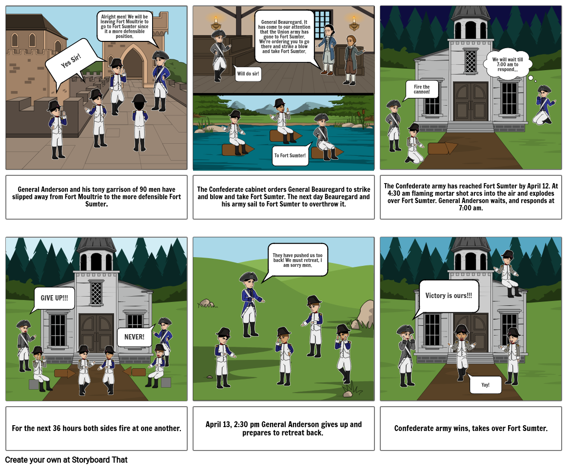 Battle of Fort Sumter Storyboard by 9fcfc109