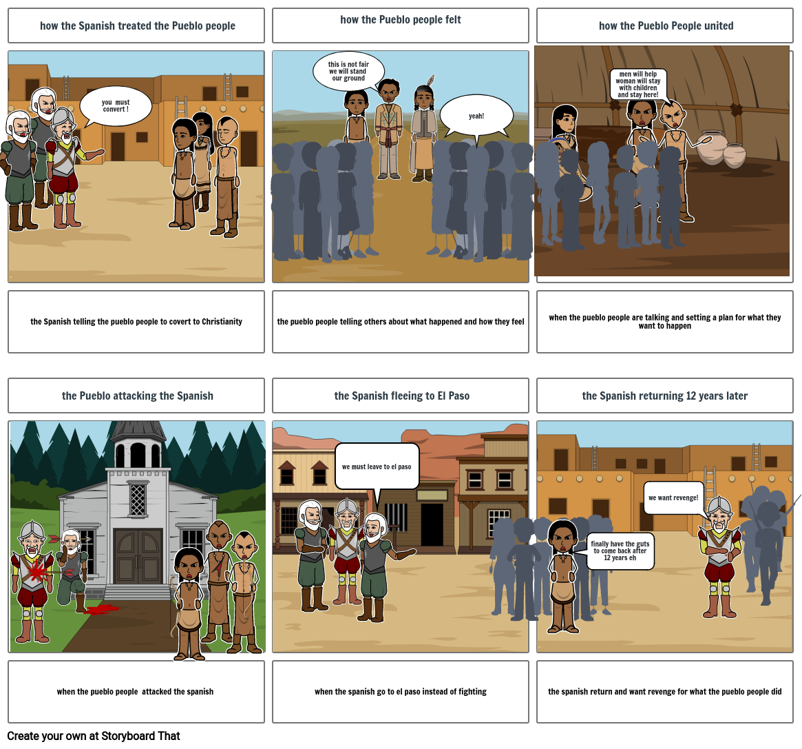 pueblo revolt story board Storyboard by 9fd7b573