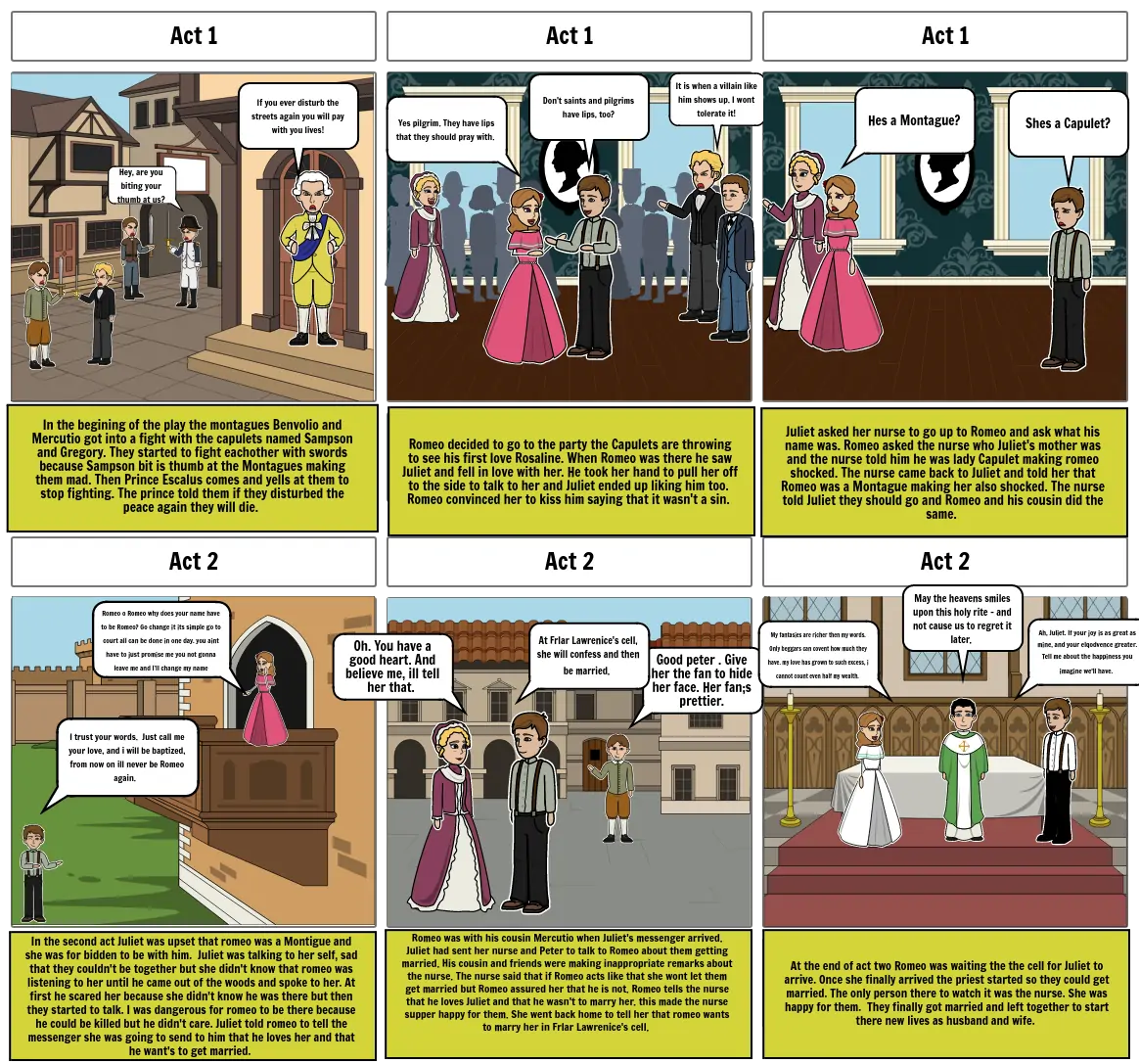 Romeo and Juliet storyboard