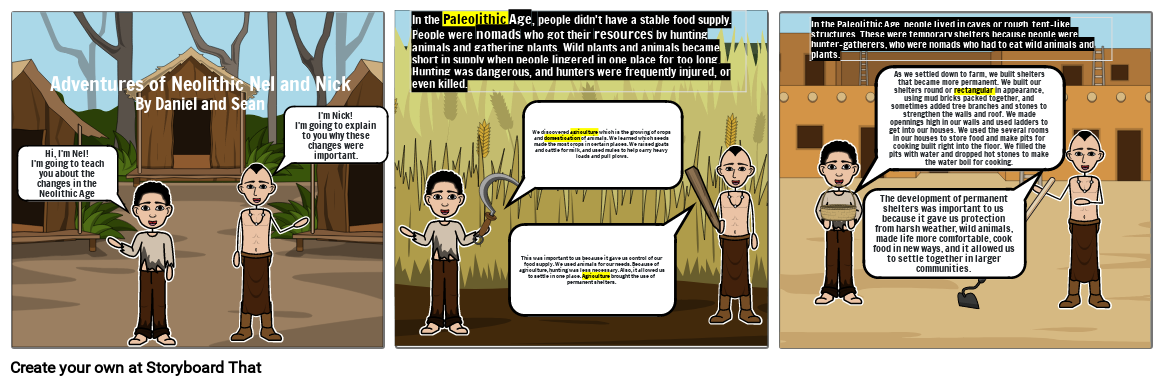 Adventures of Neolithic Nel and Nick Storyboard