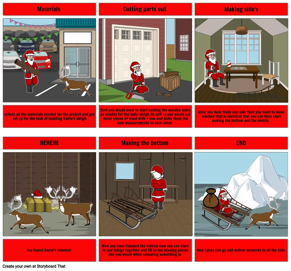 Christmas making of santa&#39;s sleigh