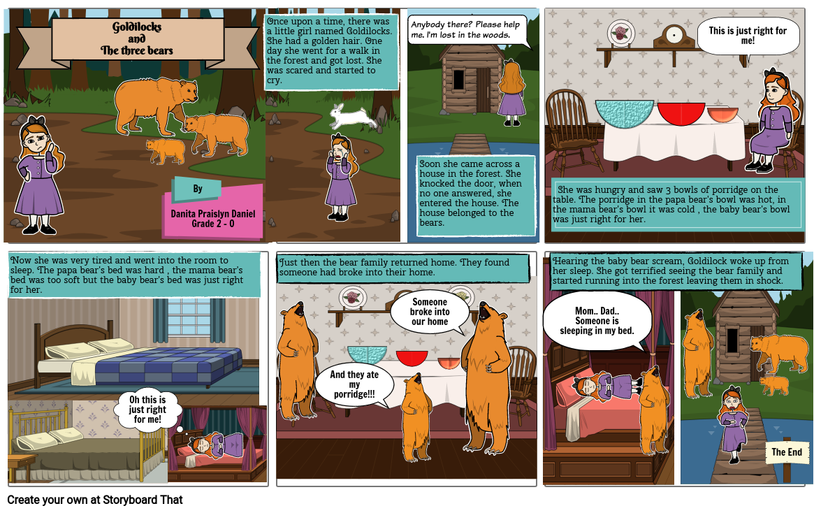 Goldilocks and the three bears Storyboard by a1086981