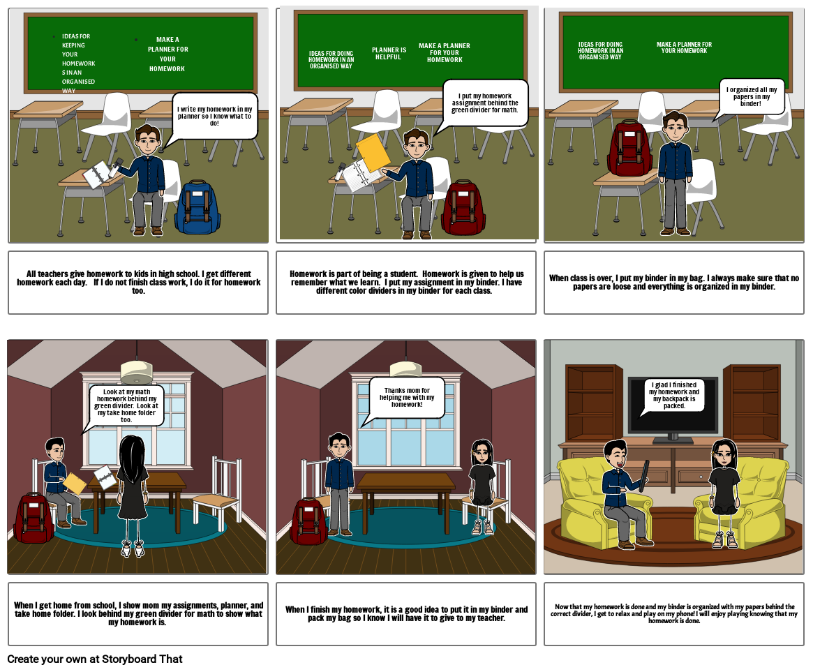 ORGANIZED CLASSROOM STUDENT STORYBOARD Storyboard