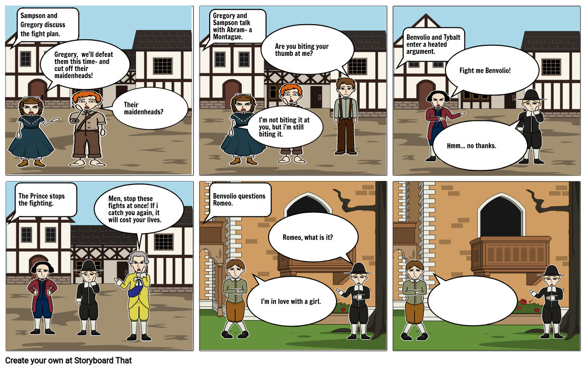 Romeo and Juliet Scene 1. Act 1 Storyboard by a243f646