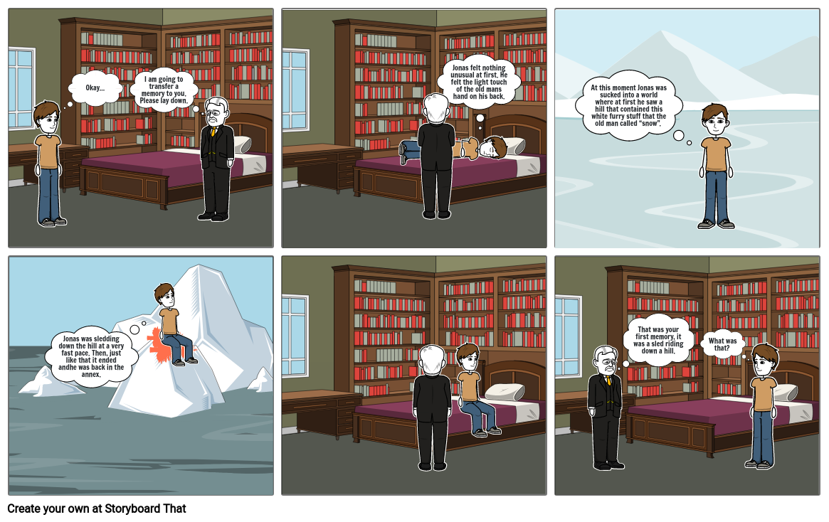 The Giver, the memory of snow and sled Storyboard