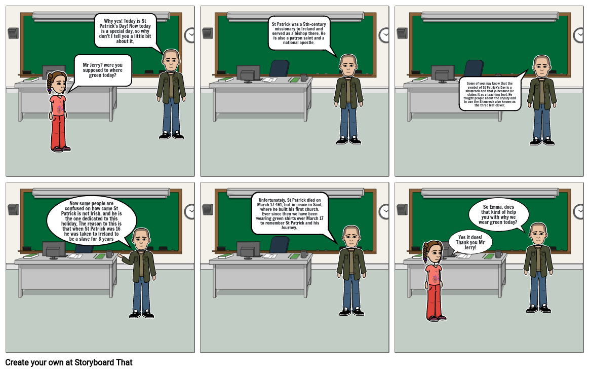 St Patrick Comic Strip- Zoe Rock 2022 Storyboard