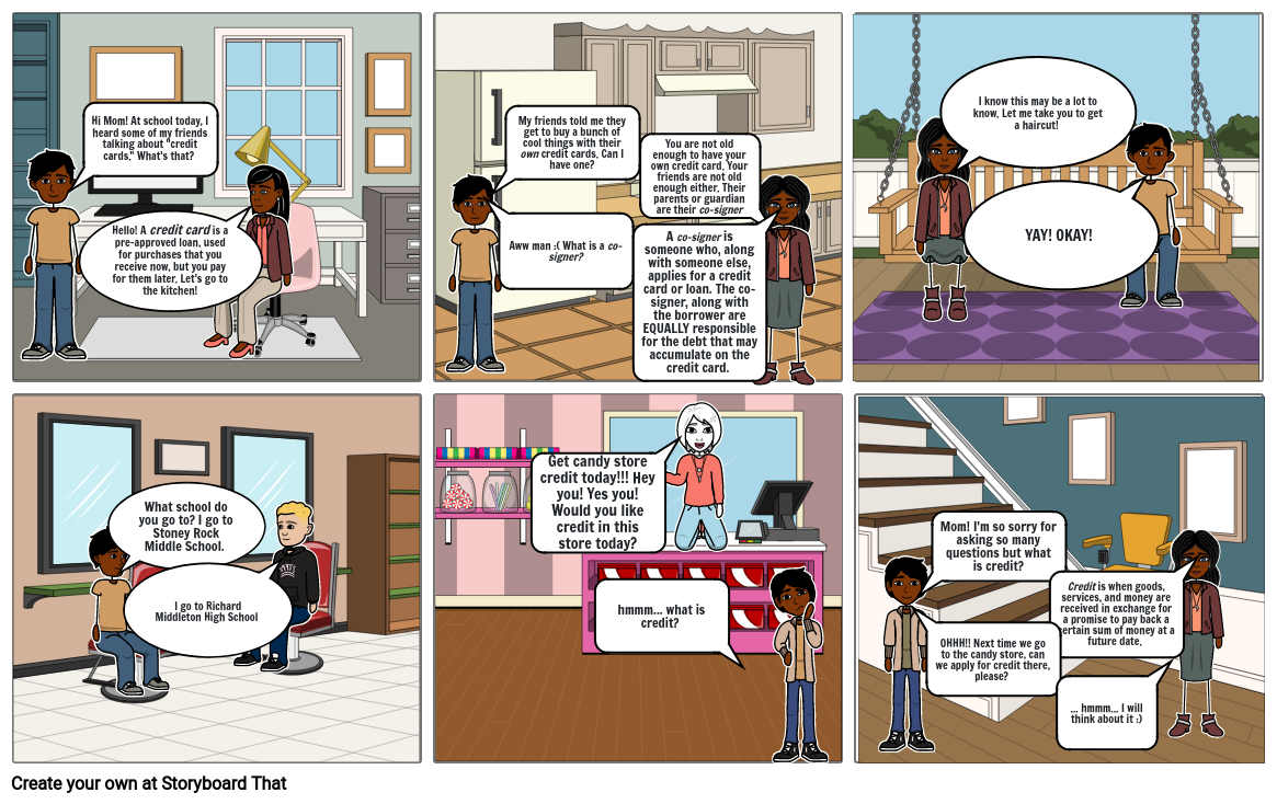 Personal Financial Literacy Cartoon Strip Storyboard