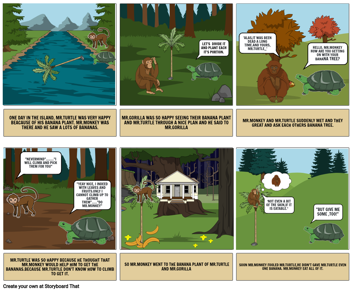 THE STORY OF TURTLE AND MONKEY Storyboard by a73ee7fd