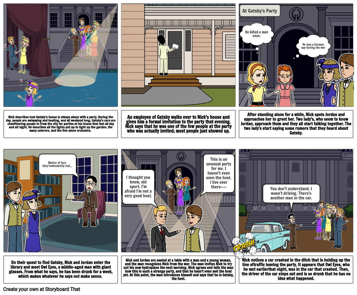 The Great Gatsby - Chapter 3 Storyboard by a7fbd17a